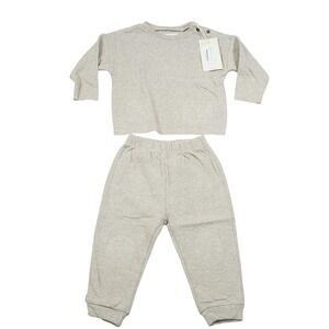 Play Up Baby Oatmeal Organic Cotton Jersey Sweater Pants Set 12M NWT Minimalist